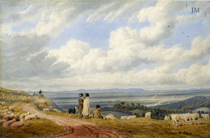 A view looking towards Cheltenham, with the Malvern Hills beyond